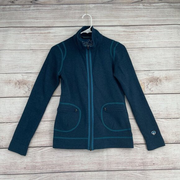 Kuhl Contrast‎ Stitch Full Zip Fleece Jacket Women's Size XS Green/Blue - Picture 1 of 10